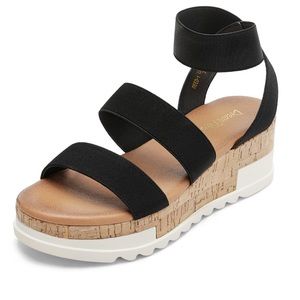 Black Open-Toe Ankle Strap Platform Sandals